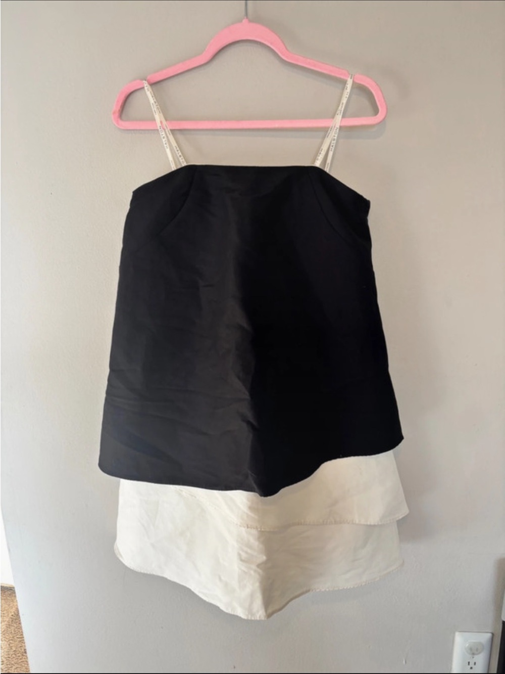 Halston Heritage Black and White Layered A-Line Skirt